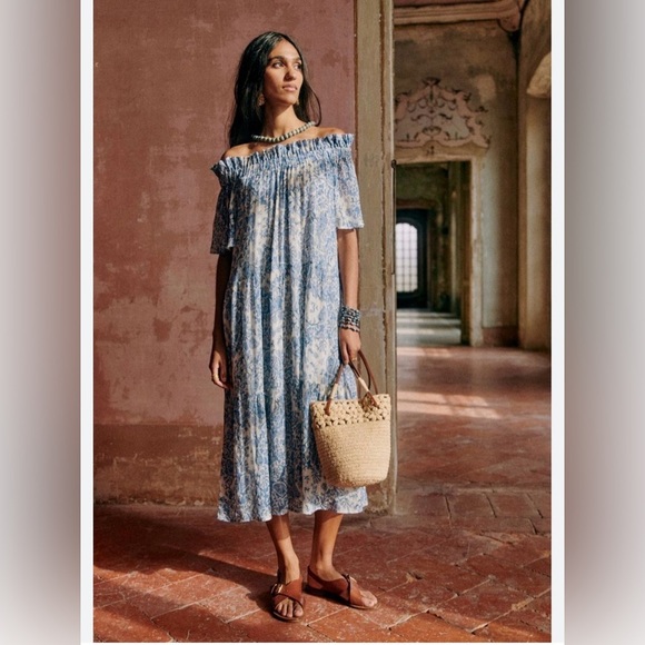 Sezane Dresses & Skirts - NWT Sezane Robe Midi  Ceres Alcazar Off The Shoulder Floral Dress Size 36.